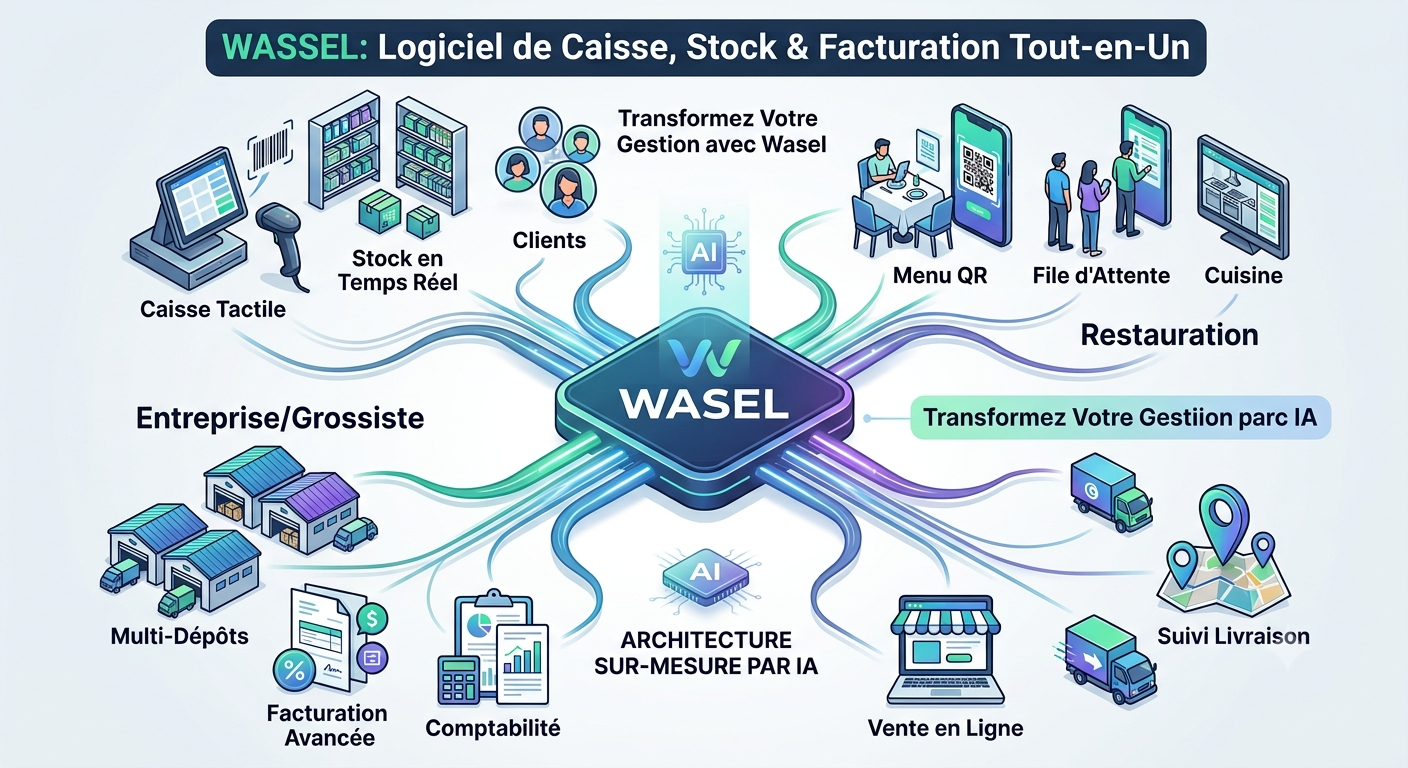 Wasel : Logiciel de Caisse, Stock & Facturation Tout-en-Un